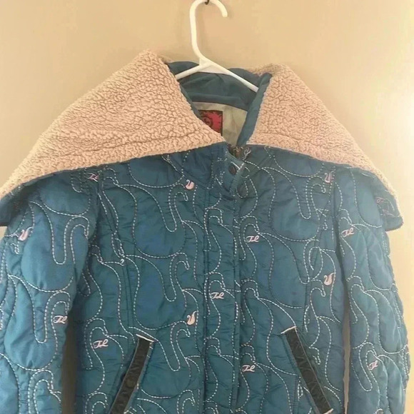 [M/US S/P]Tough Jeansmith Embroidered Blue Bomber Jacket  with Convertible Hood - Picture 8 of 8